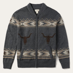 Longhorn Cardigan Grey | Men Stetson Sweaters &amp; Hoodies