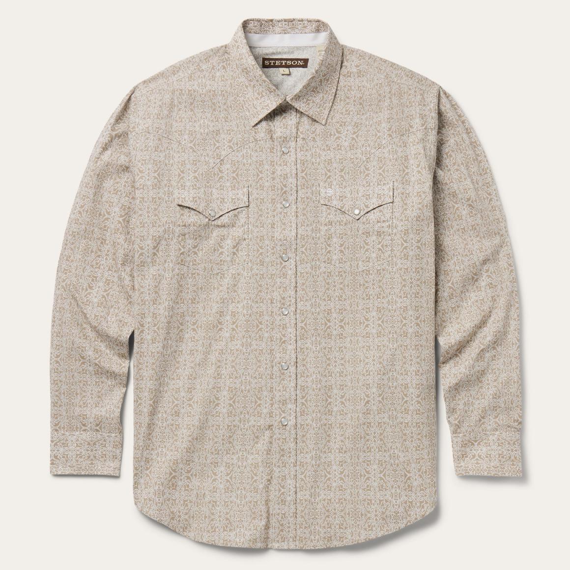 Medallion Print Western Shirt Brown | Men Stetson Western Shirts