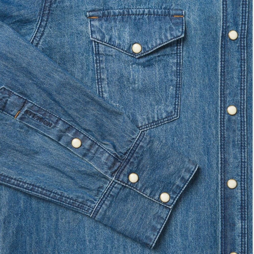 Medium Blue Denim Shirt Blue | Men Stetson Classic Cut
