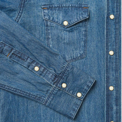 Medium Blue Denim Shirt Blue | Men Stetson Classic Cut