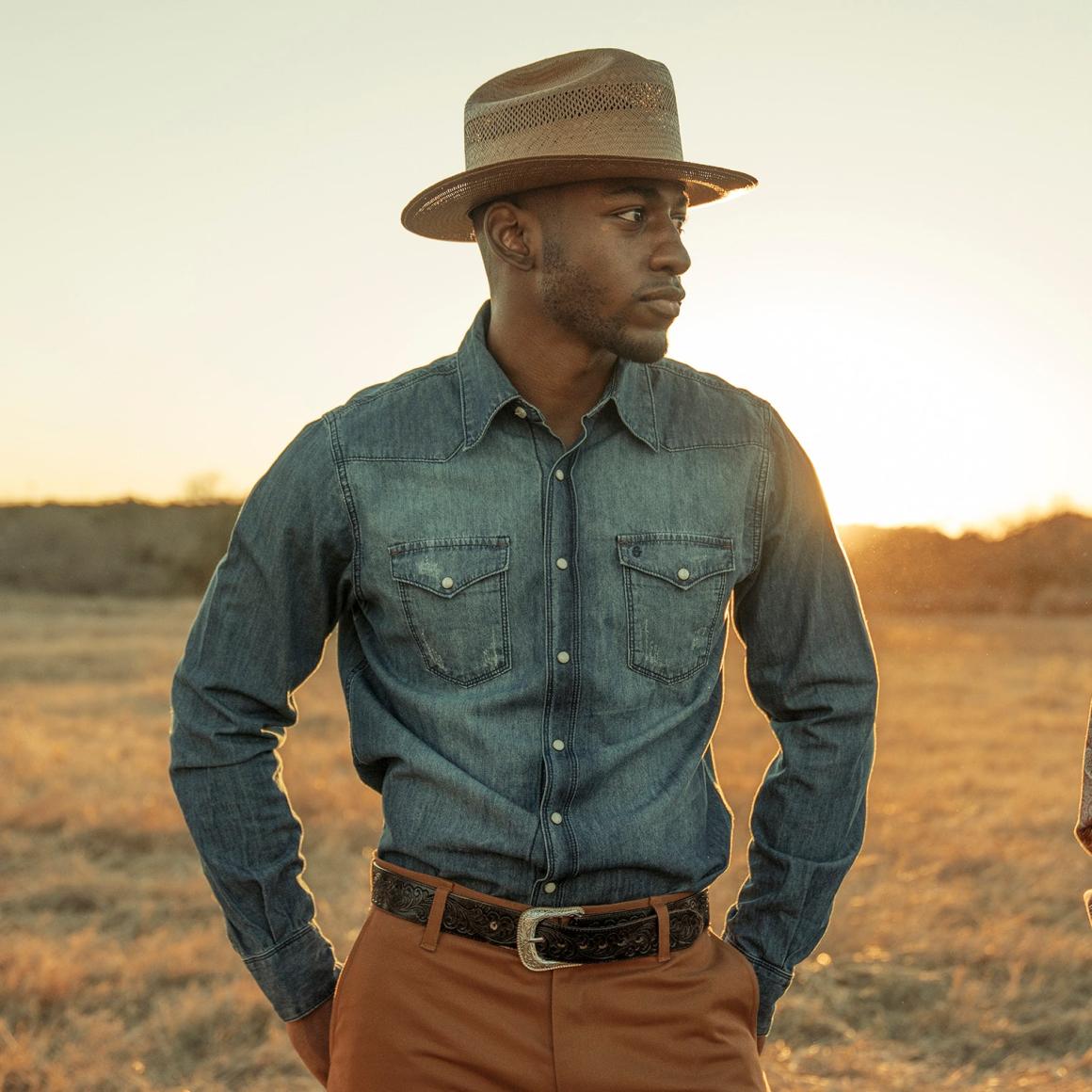 Medium Blue Denim Shirt Blue | Men Stetson Modern Cut