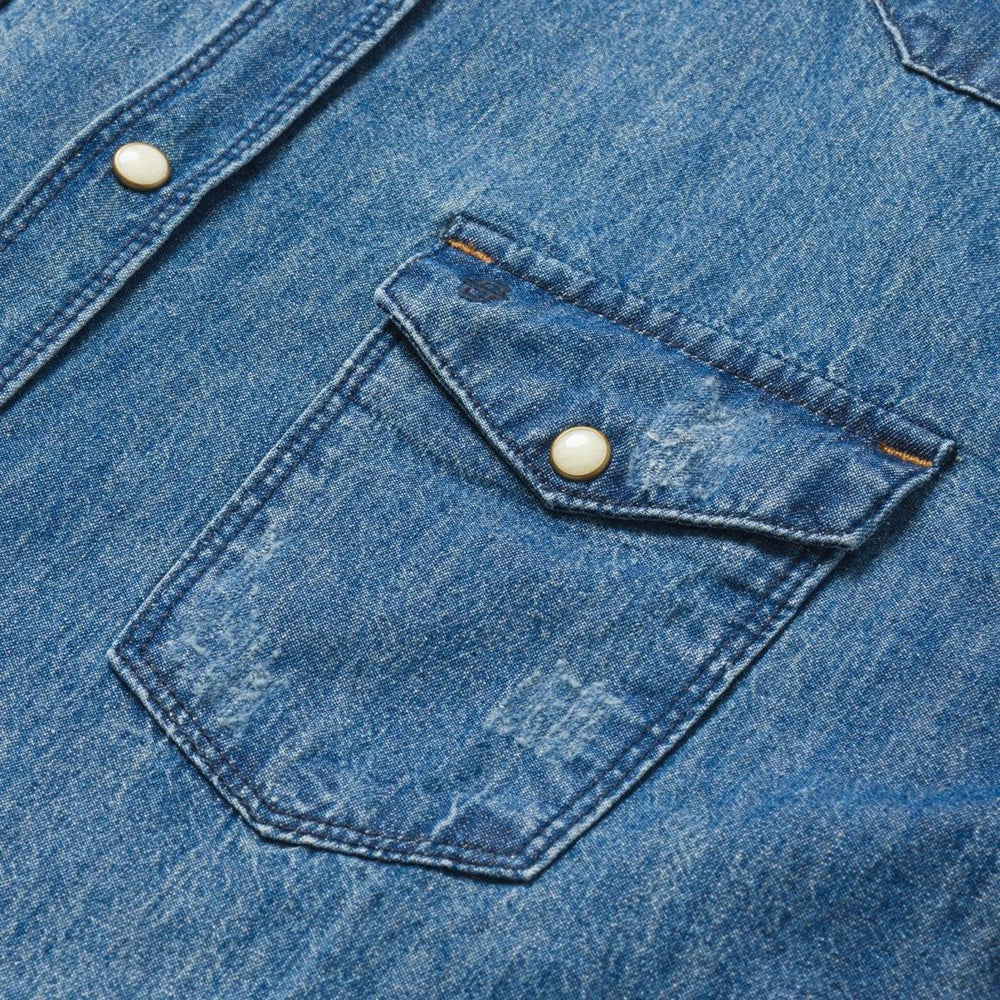 Medium Blue Denim Shirt Blue | Men Stetson Modern Cut
