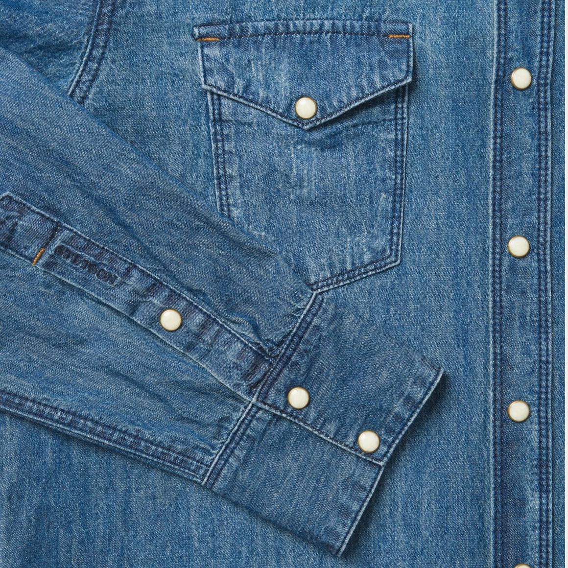 Medium Blue Denim Shirt Blue | Men Stetson Modern Cut