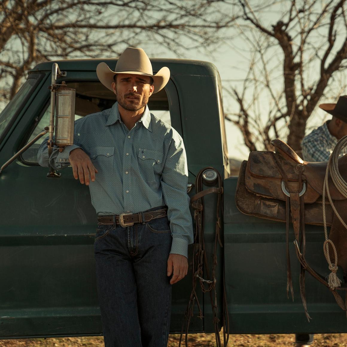 Micro Print Western Shirt Blue | Men Stetson Classic Cut
