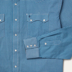 Micro Print Western Shirt Blue | Men Stetson Classic Cut