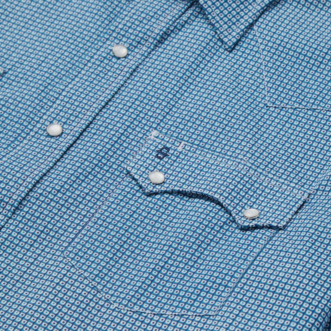 Micro Print Western Shirt Blue | Men Stetson Western Shirts