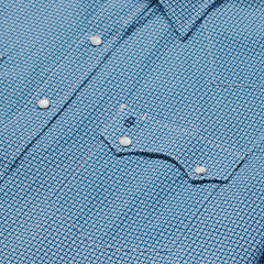 Micro Print Western Shirt Blue | Men Stetson Western Shirts