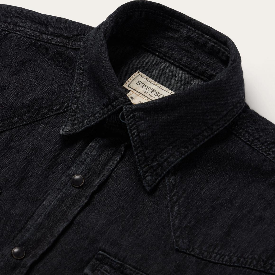 Modern Denim Western Shirt Black | Men Stetson Western Shirts