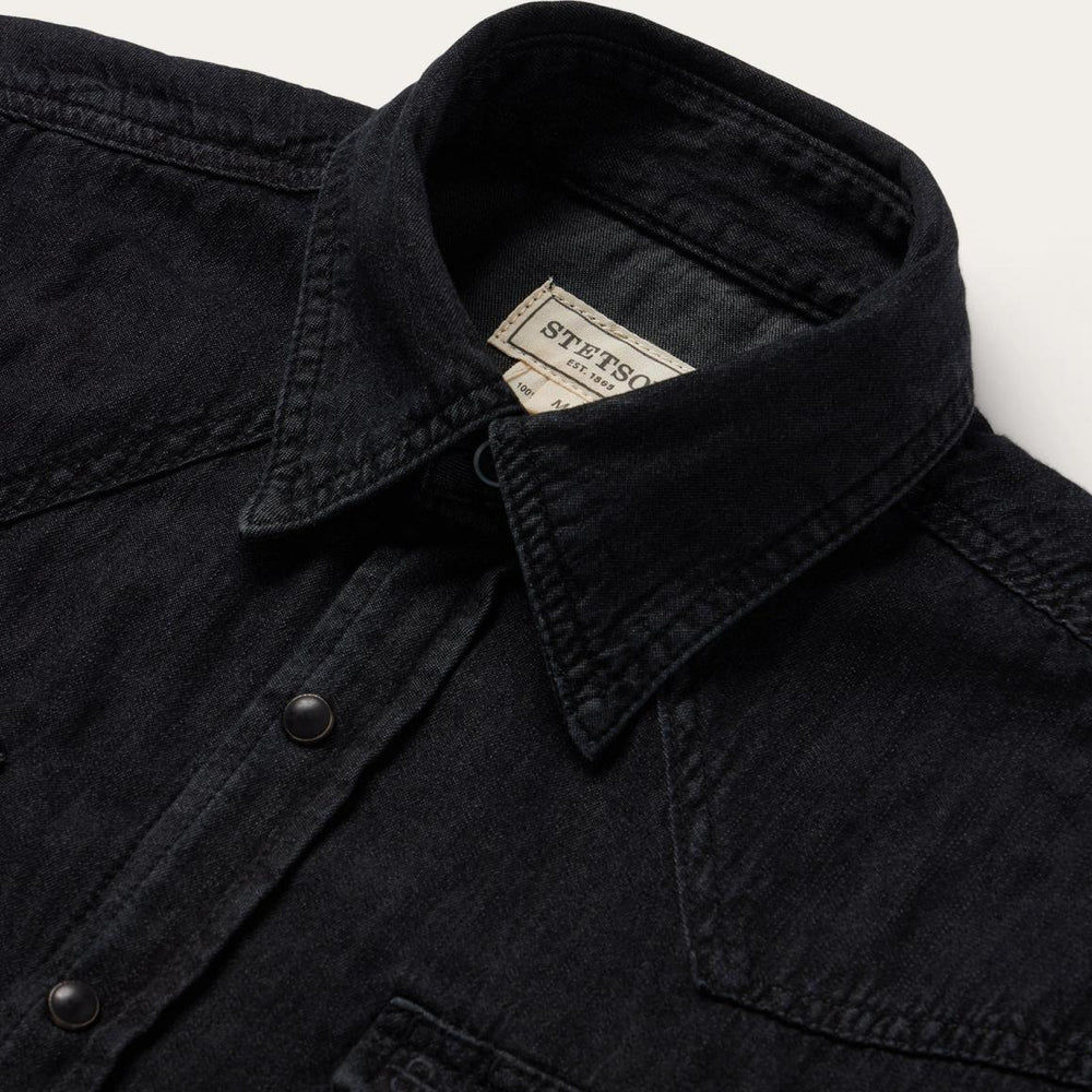 Modern Denim Western Shirt Black | Men Stetson Western Shirts