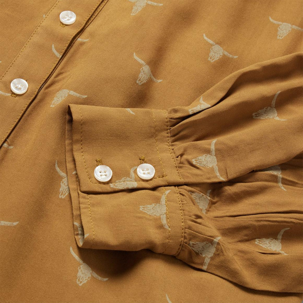 Mojave Longhorn Print Poet Blouse Brown | Women Stetson Blouses