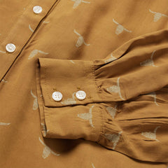 Mojave Longhorn Print Poet Blouse Brown | Women Stetson Blouses