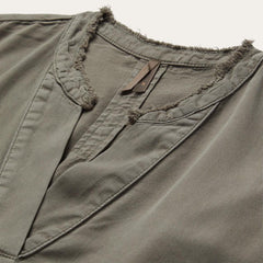 Olive Twill Peasant Blouse Green | Women Stetson Blouses