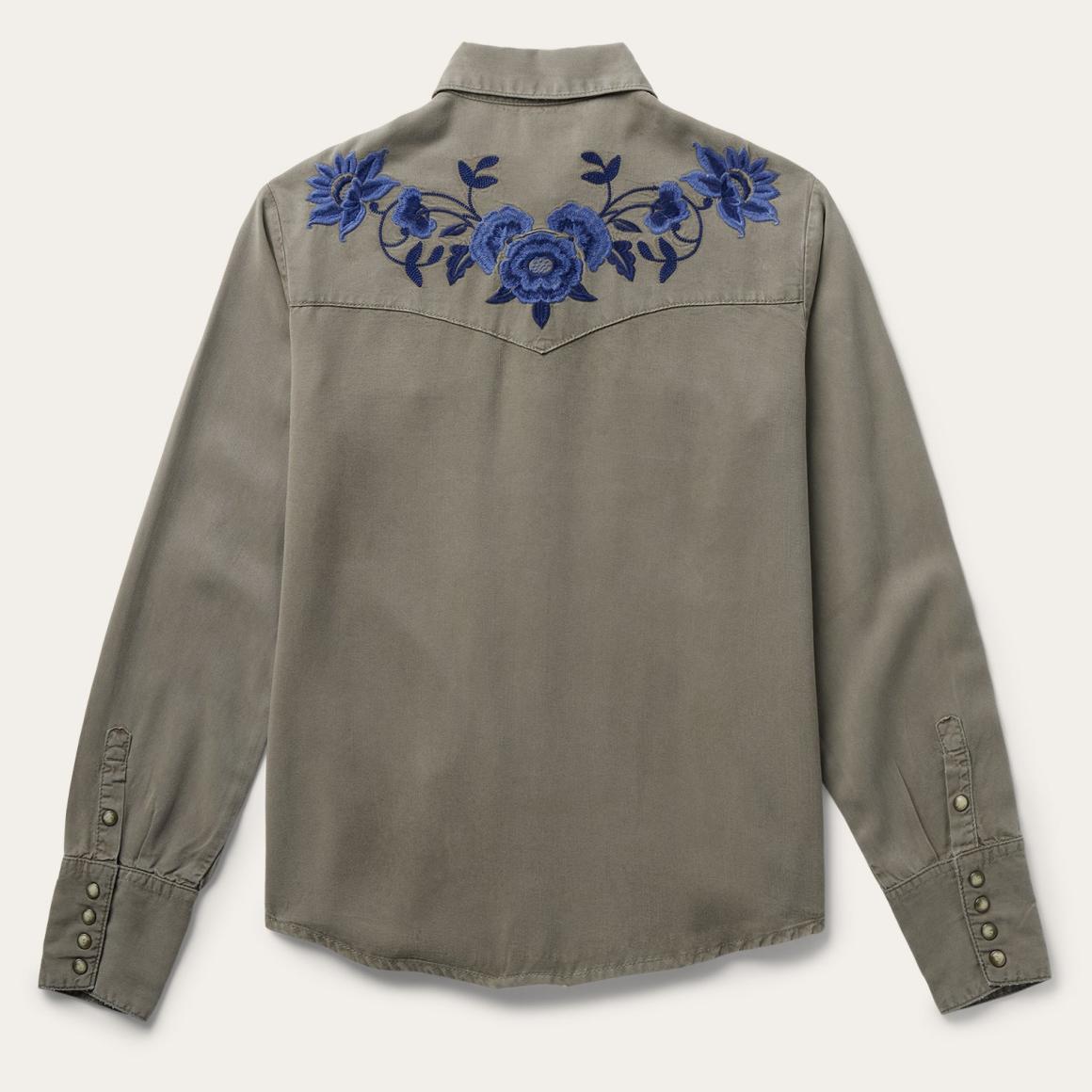 Olive Twill Western Shirt Green | Women Stetson Western Shirts