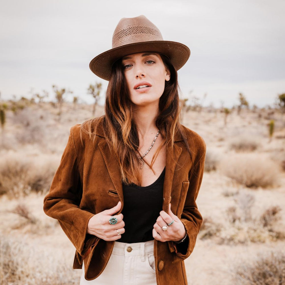 Open Road Vented Straw Cowboy Hat Chocolate | Men/Women Stetson Western