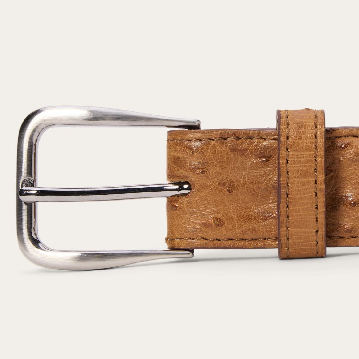 Ostrich Western Tab Belt - 1 1/4" Width Antique Cognac | Men Stetson Belts