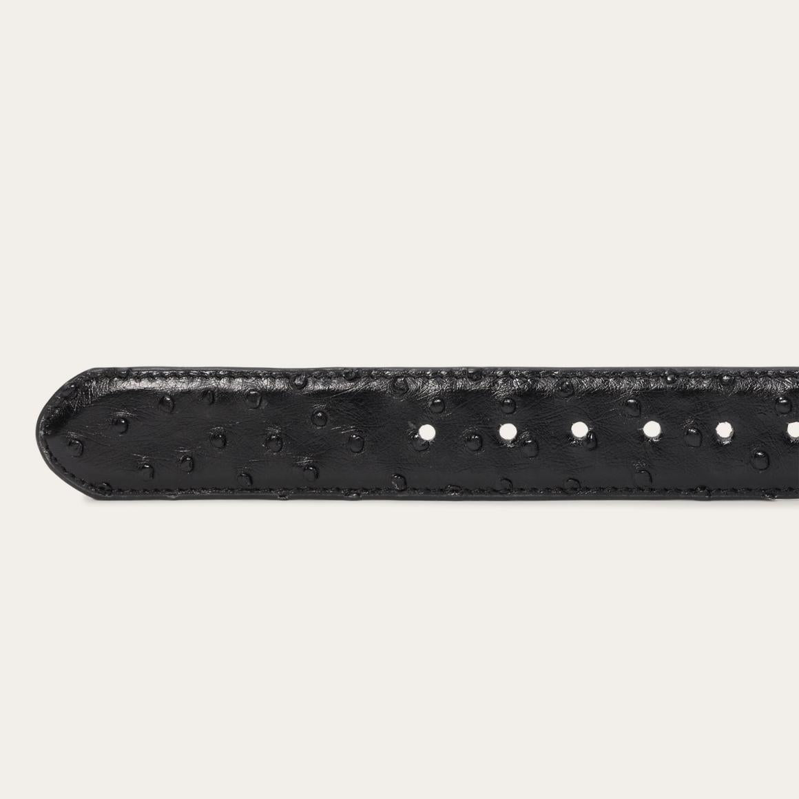 Ostrich Western Tab Belt - 1 1/4" Width Black Cowboy Classic | Men Stetson Belts