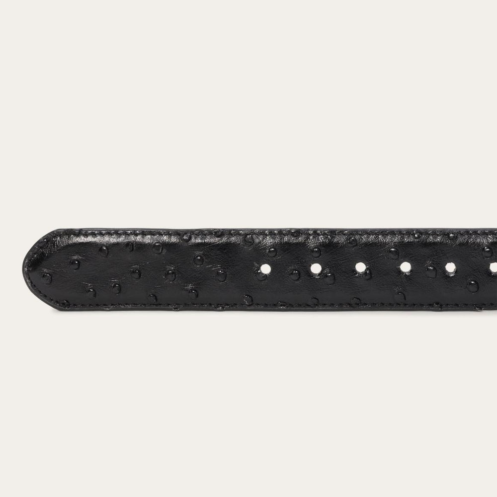 Ostrich Western Tab Belt - 1 1/4" Width Black Cowboy Classic | Men Stetson Belts