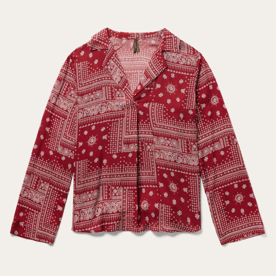 Red Bandana Patchwork Blouse Red | Women Stetson Blouses