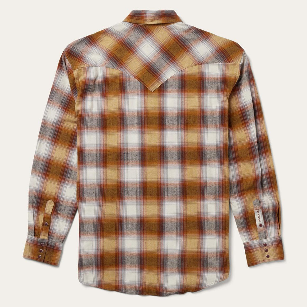 Rust Plaid Flannel Western Shirt Brown | Men Stetson Flannel Shirts