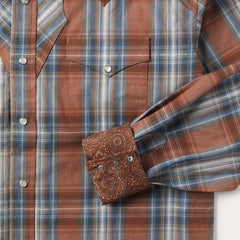 Rustic Plaid Western Shirt Brown | Men Stetson Western Shirts