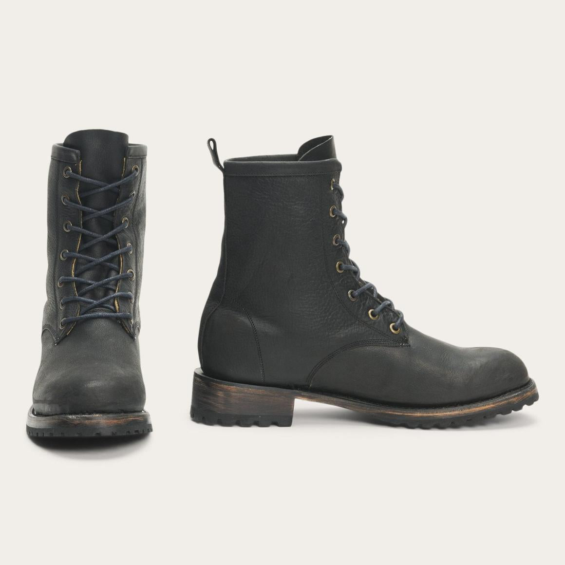 Sam Lace Up Black Leather | Women Stetson Shorties