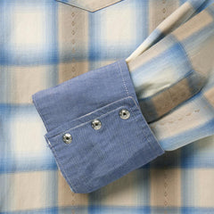 Sand Plaid Dobby Western Shirt Brown | Men Stetson Modern Cut