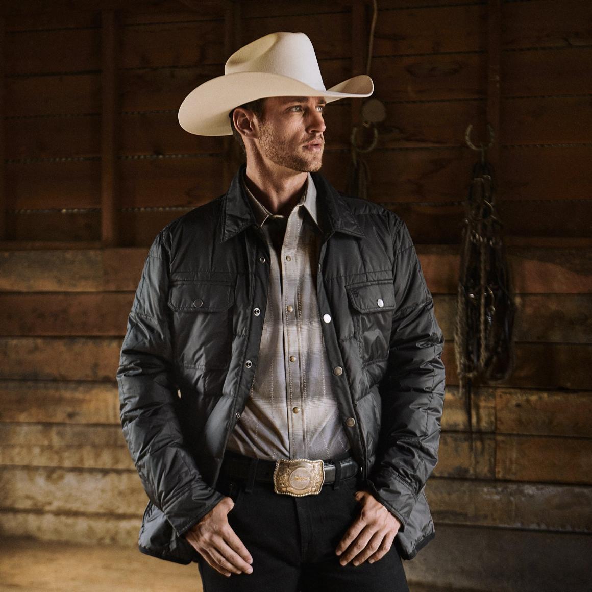 Serape Dobby Twill Western Shirt Brown | Men Stetson Modern Cut