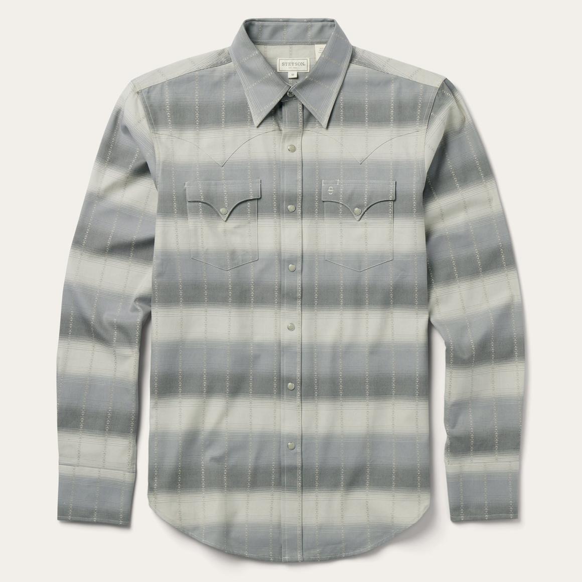 Serape Dobby Twill Western Shirt Brown | Men Stetson Western Shirts