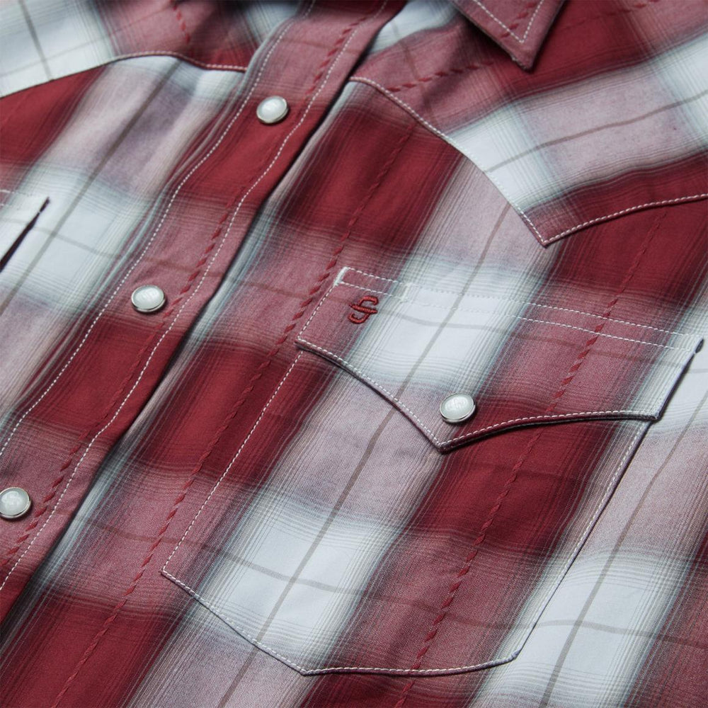 Shadow Plaid Short Sleeve Western Shirt Wine | Men Stetson Classic Cut