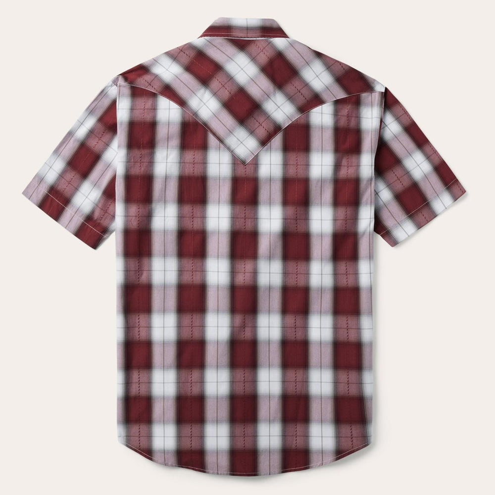 Shadow Plaid Short Sleeve Western Shirt Wine | Men Stetson Western Shirts