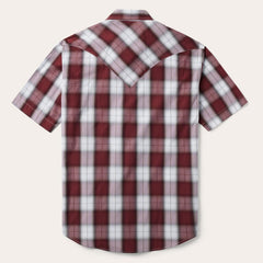 Shadow Plaid Short Sleeve Western Shirt Wine | Men Stetson Western Shirts