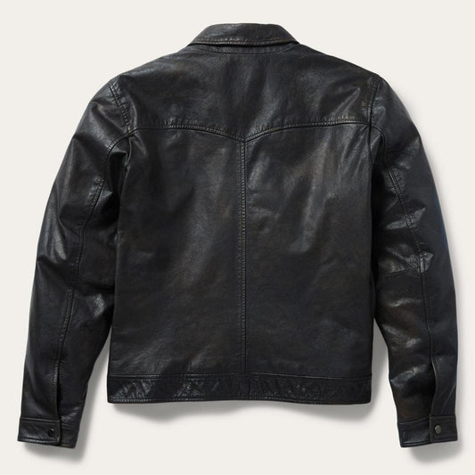 Snap Front Leather Jacket Brown | Men Stetson Jackets