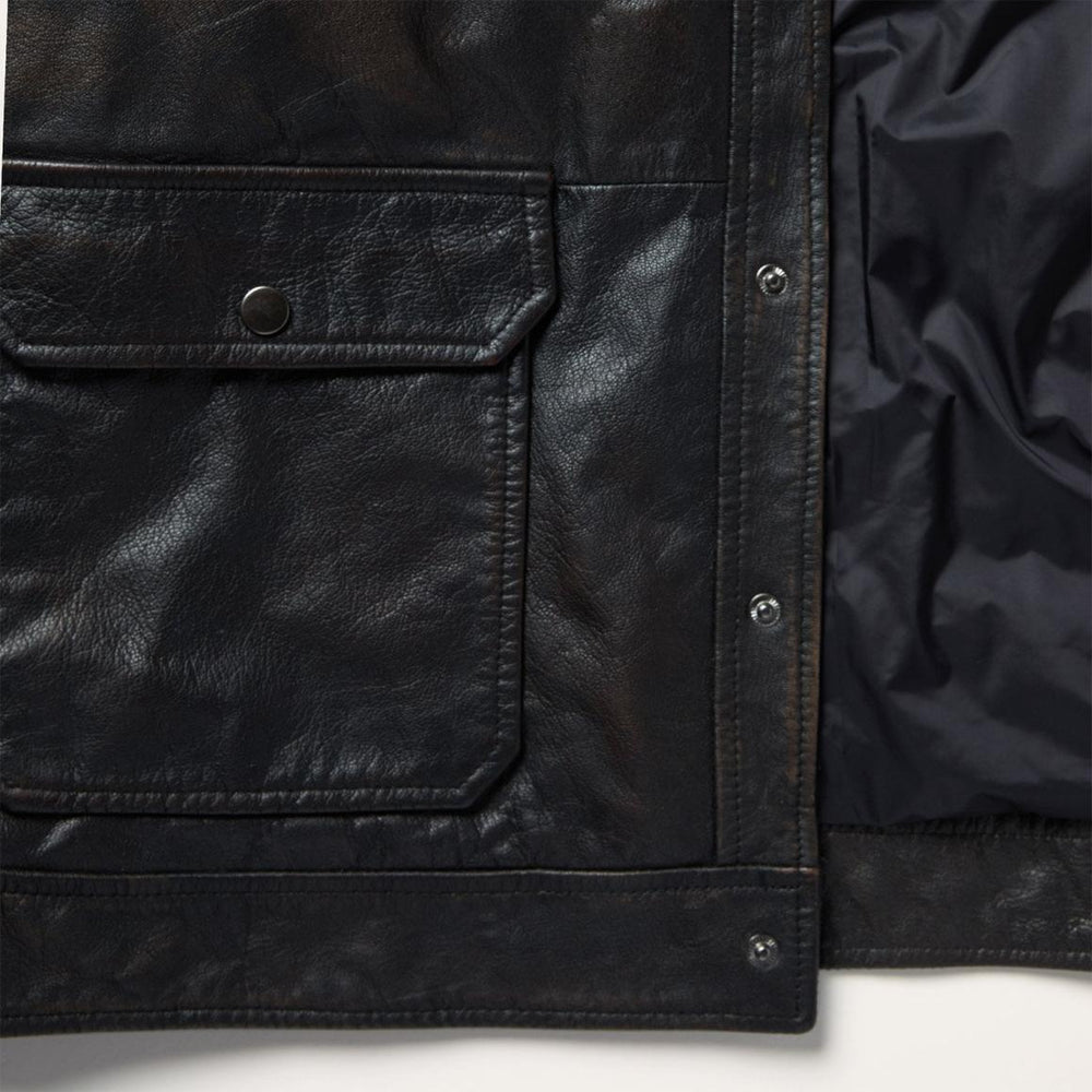 Snap Front Leather Jacket Brown | Men Stetson Jackets
