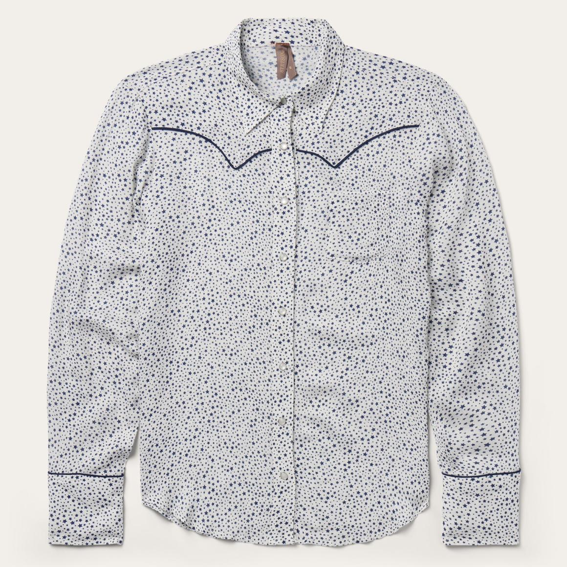 Stars Print Western Shirt White | Women Stetson Western Shirts