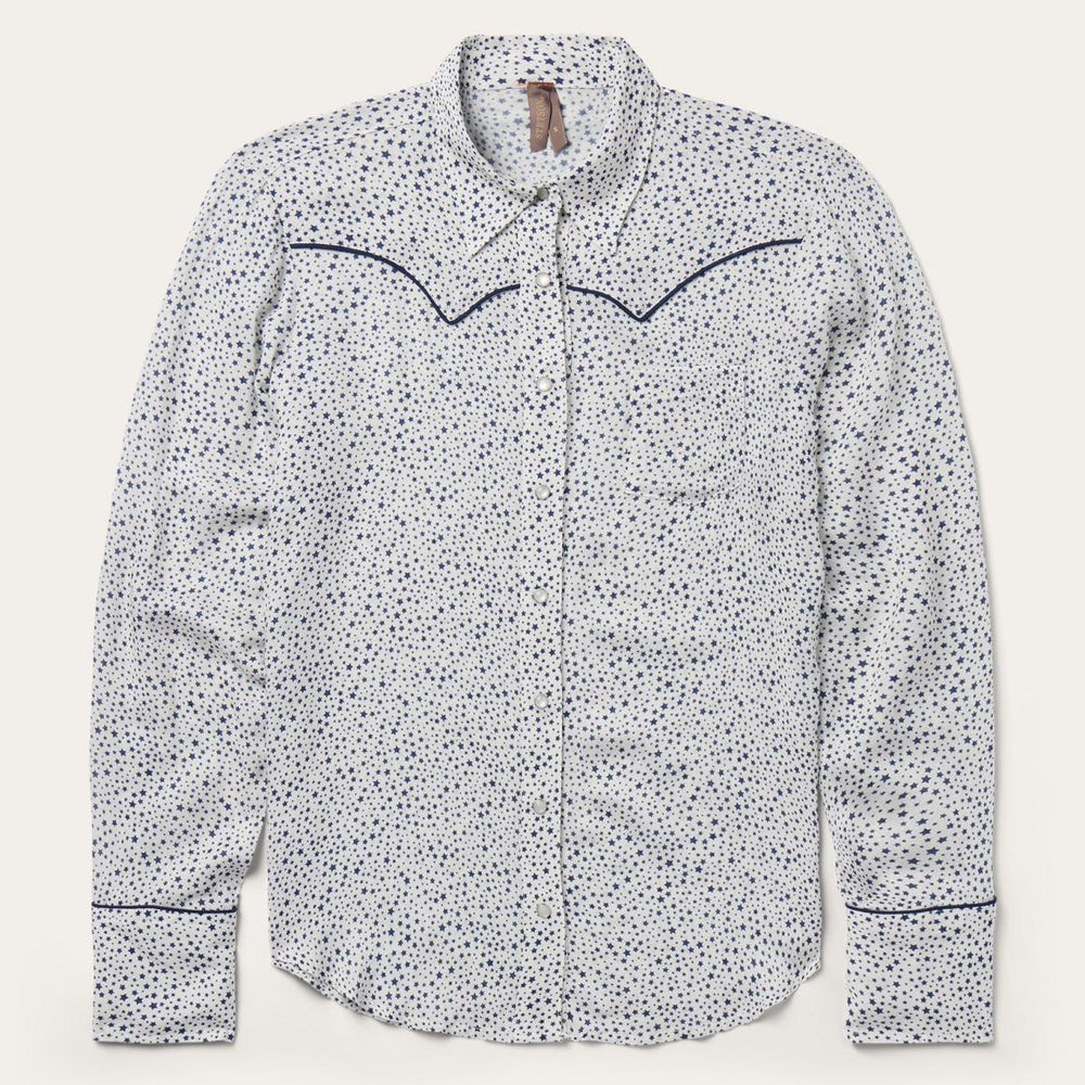 Stars Print Western Shirt White | Women Stetson Western Shirts