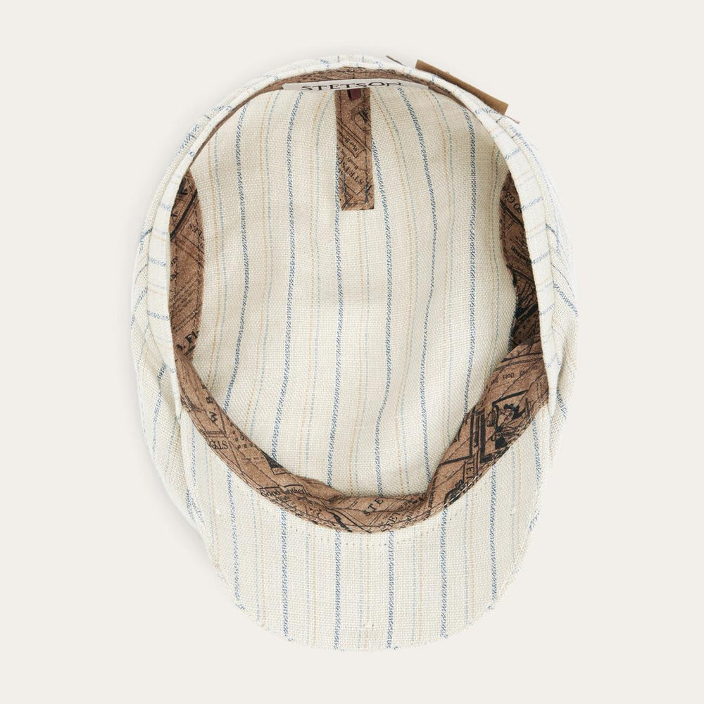 Striped Linen Driver Cap Off White With Stripes | Men/Women Stetson Caps &amp; Truckers