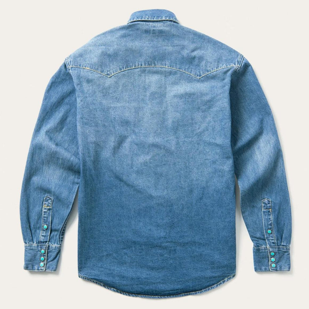 Turquoise Snap Western Denim Shirt Blue | Men Stetson Classic Cut