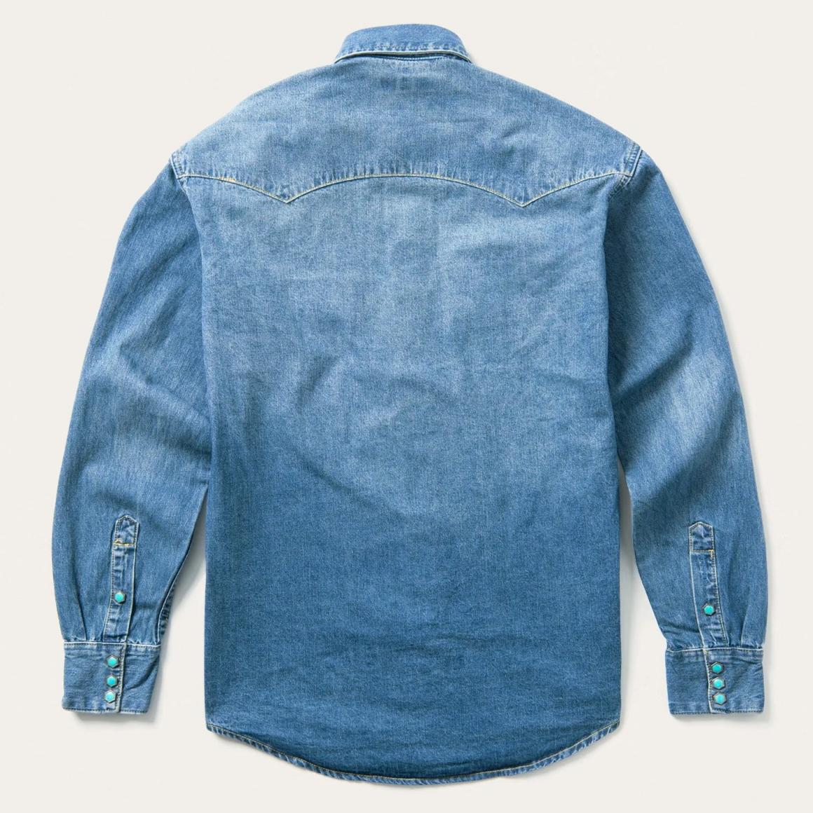 Turquoise Snap Western Denim Shirt Blue | Men Stetson Western Shirts