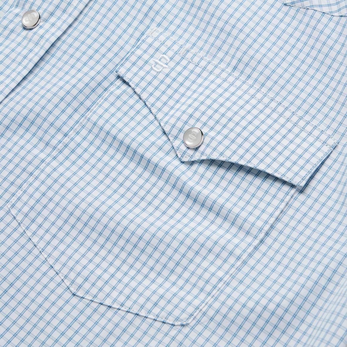 Two Stripe Check Western Shirt Blue | Men Stetson Western Shirts